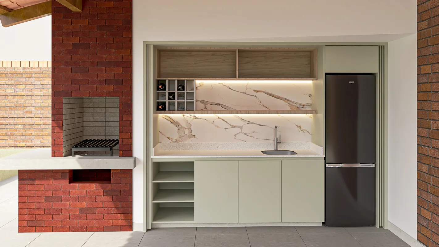 Diseño de Wet Bar y baños en área social del Edificio Sol y Mar, Miraflores.