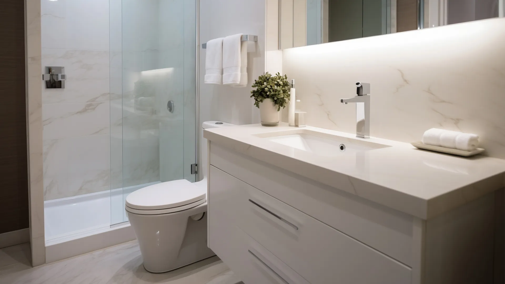 Baño moderno y elegante con acabados de lujo, remodelado en Lima por Jaramillo Contratistas